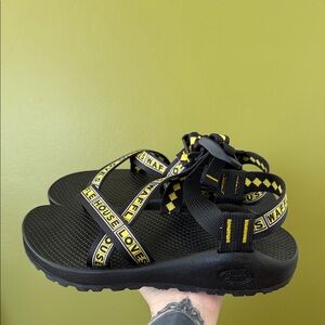 Chaco Waffle House Black and Yellow Strap Sandals